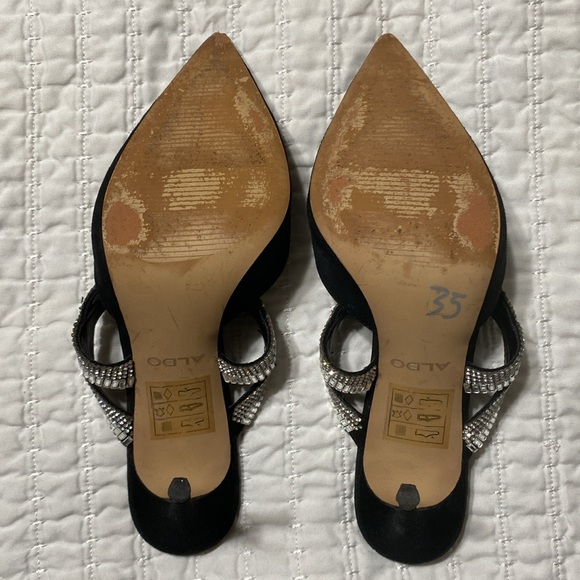 Aldo Noawia Black Suede Rhinestone Heels - Picture 5 of 7
